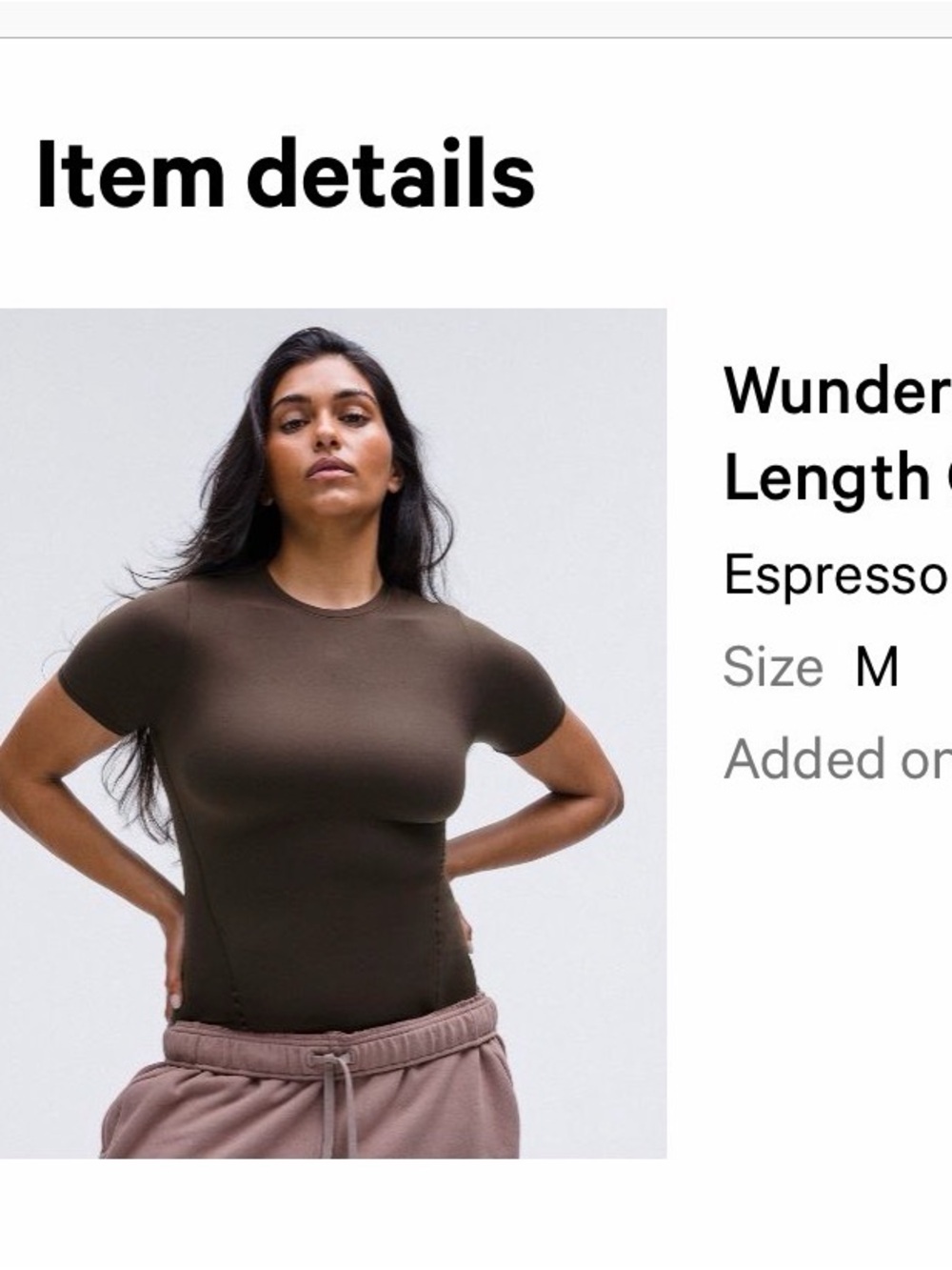 Lululemon Wundermost Ultra-Soft Nulu Hip length Crewneck shirt in Espresso